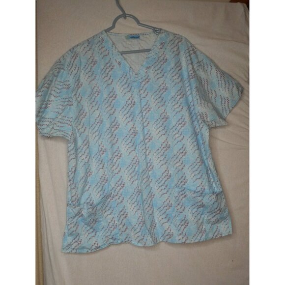 Blue Purple Scrub Top Medical Uniform O2 Uniforms - Picture 1 of 5